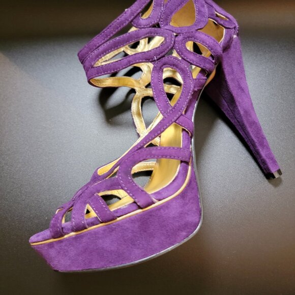 Nine West Platform Stiletto Heel – purple suede 8M. - Picture 7 of 10